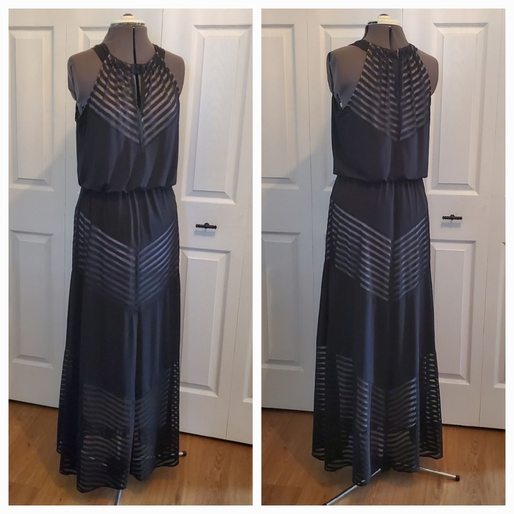 London Times Black/Nude Maxi Dress